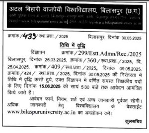 Bilaspur University Recruitment 2025
